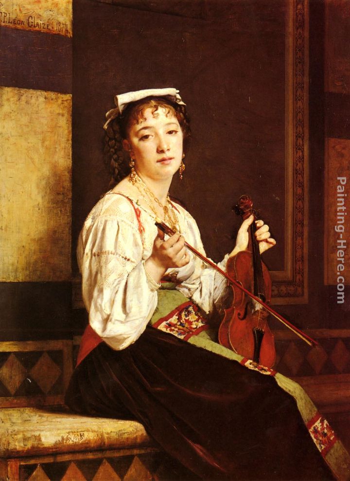 Musicienne Italienne painting - Leon Glaize Musicienne Italienne art painting